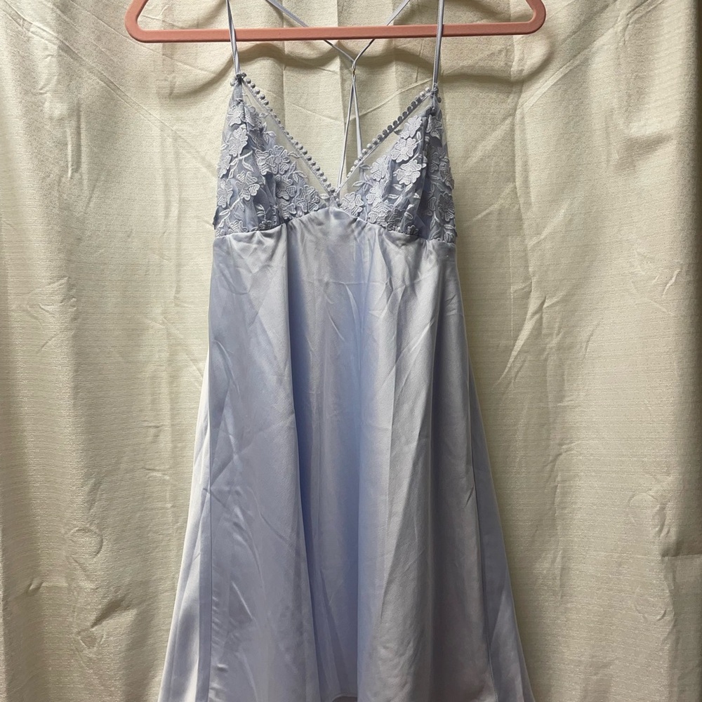 Flora Nikrooz Blue Lace Chemise with Spaghetti Straps
